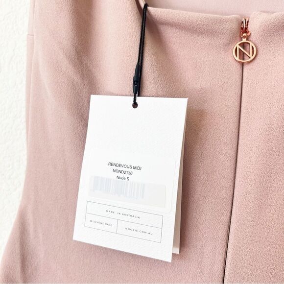 NWT Nookie Rendezvous Midi Bodycon Dress in Nude S - Picture 4 of 7